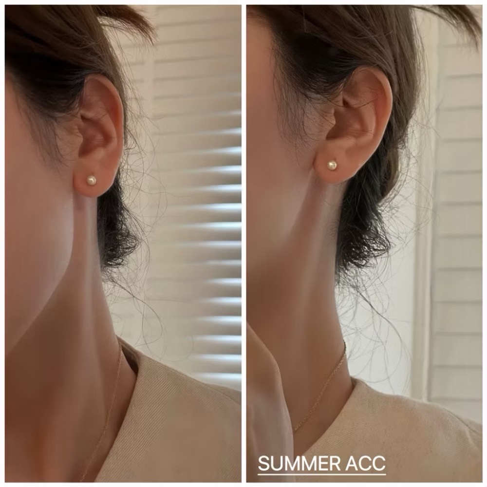SUMMER 銀飾💫［S925純銀］天然淡水珍珠螺紋轉珠耳環 鎖珠式耳環 純銀耳環 純銀飾品-細節圖4
