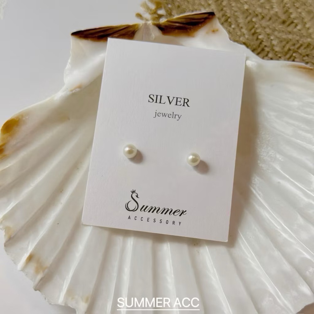 SUMMER 銀飾💫［S999足銀］天然淡水珍珠螺紋轉珠耳環 鎖珠式耳環 純銀耳環 純銀飾品-規格圖9