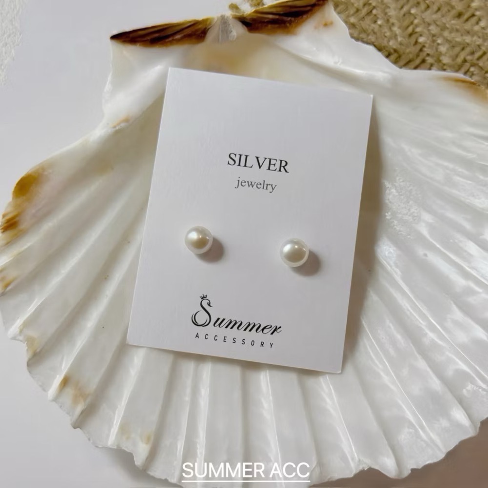 SUMMER 銀飾💫［S999足銀］天然淡水珍珠螺紋轉珠耳環 鎖珠式耳環 純銀耳環 純銀飾品-規格圖9