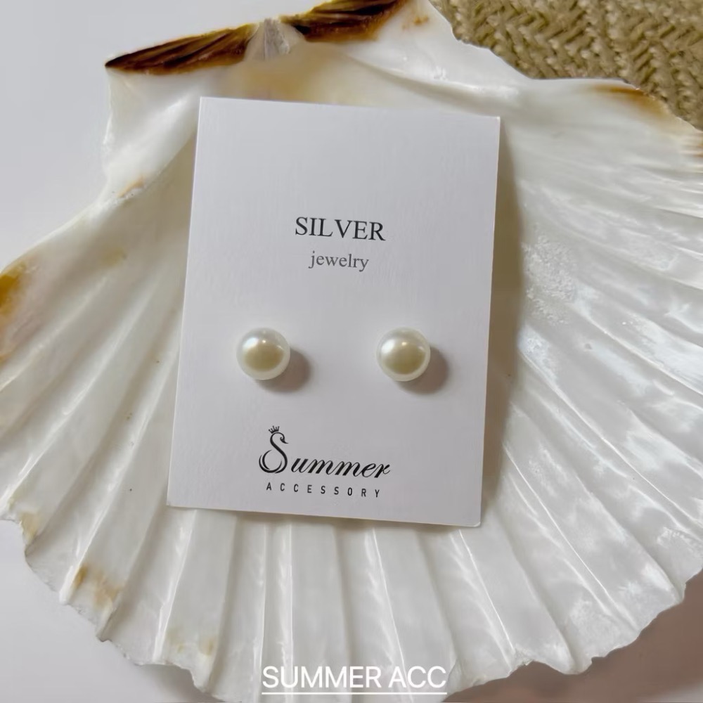 SUMMER 銀飾💫［S999足銀］天然淡水珍珠螺紋轉珠耳環 鎖珠式耳環 純銀耳環 純銀飾品-規格圖9