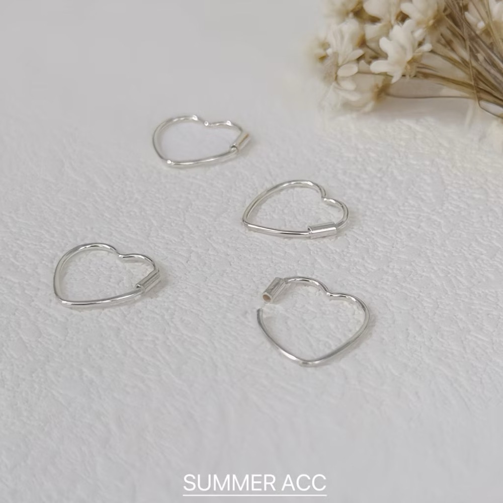 SUMMER 銀飾💫［925純銀］🤍簡約愛心耳環 純銀耳環 養耳 洗澡睡覺不用摘 心型 易扣式耳環 純銀飾品-細節圖6