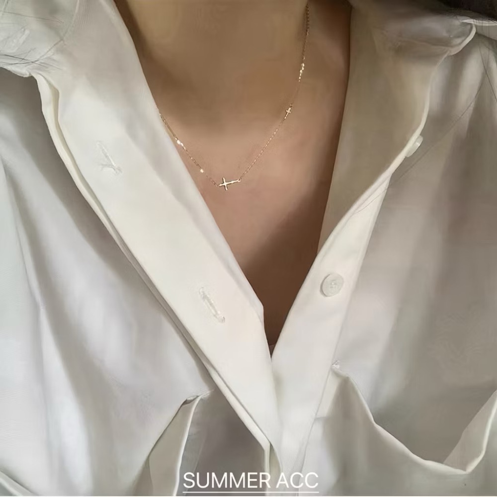 SUMMER韓 銀飾💫［925純銀］雙十字架項鍊 十字項鏈 正韓 純銀項鍊 純銀飾品-細節圖7
