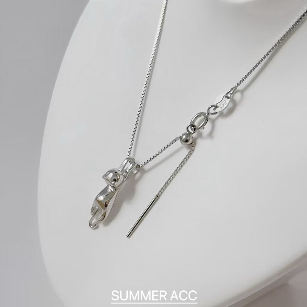 SUMMER 銀飾💫［S925純銀］小孔吊墜萬用項鍊 針尾鍊  滑球閥可調節長度 盒子鏈 純銀項鍊 單項鍊 單鍊子-細節圖4