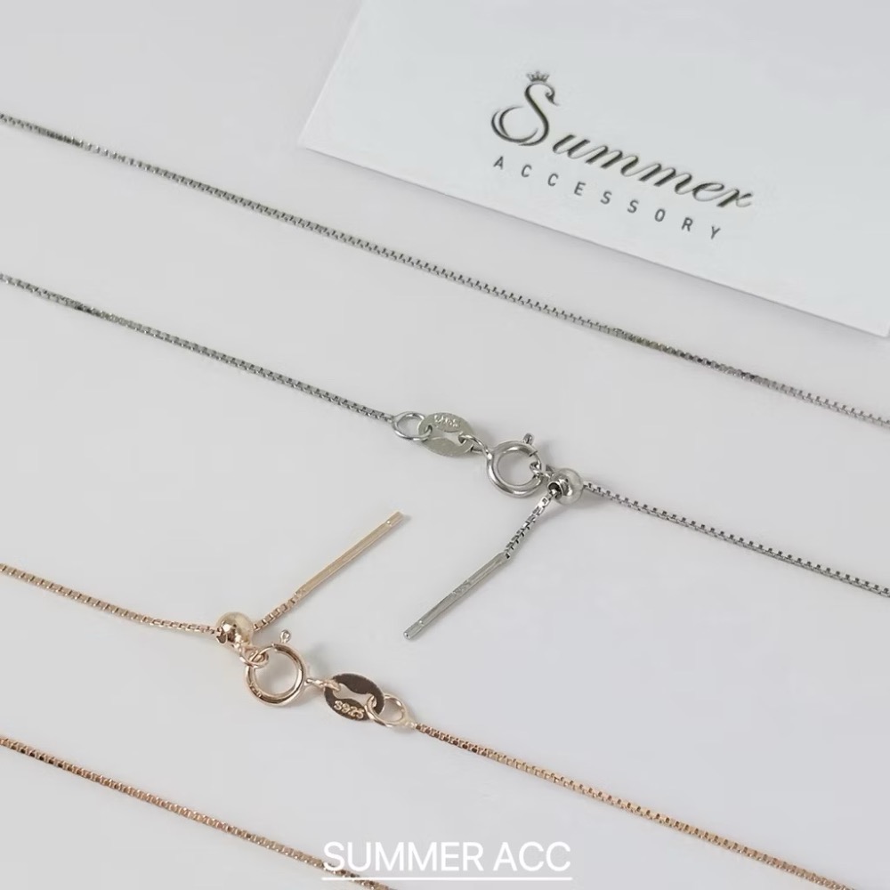 SUMMER 銀飾💫［S925純銀］小孔吊墜萬用項鍊 針尾鍊  滑球閥可調節長度 盒子鏈 純銀項鍊 單項鍊 單鍊子-細節圖5