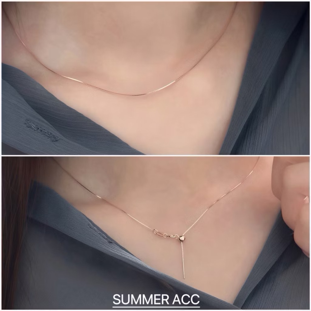 SUMMER 銀飾💫［S925純銀］小孔吊墜萬用項鍊 針尾鍊  滑球閥可調節長度 盒子鏈 純銀項鍊 單項鍊 單鍊子-細節圖6