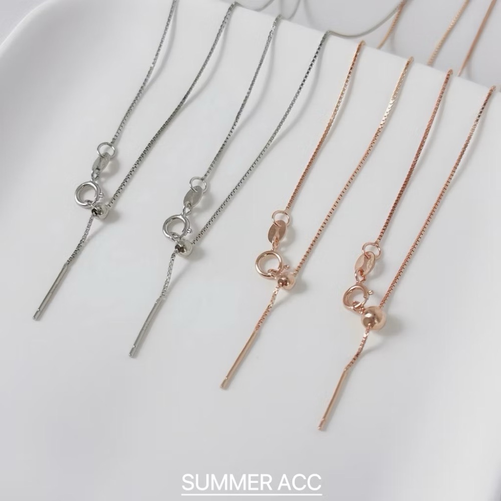 SUMMER 銀飾💫［S925純銀］小孔吊墜萬用項鍊 針尾鍊  滑球閥可調節長度 盒子鏈 純銀項鍊 單項鍊 單鍊子-細節圖7