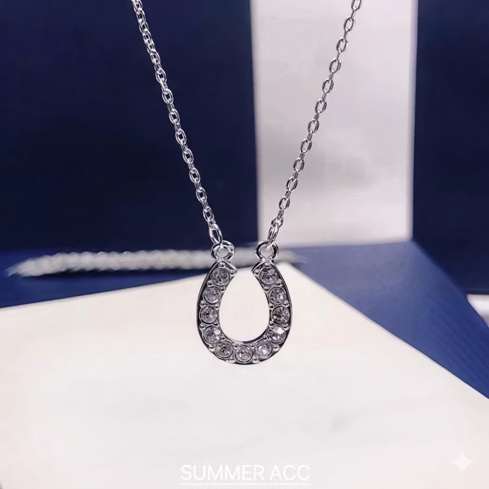 SUMMER 銀飾💫［S925純銀］ 💫時尚百搭款馬蹄U型鑲鑽項鍊 純銀項鍊-細節圖7