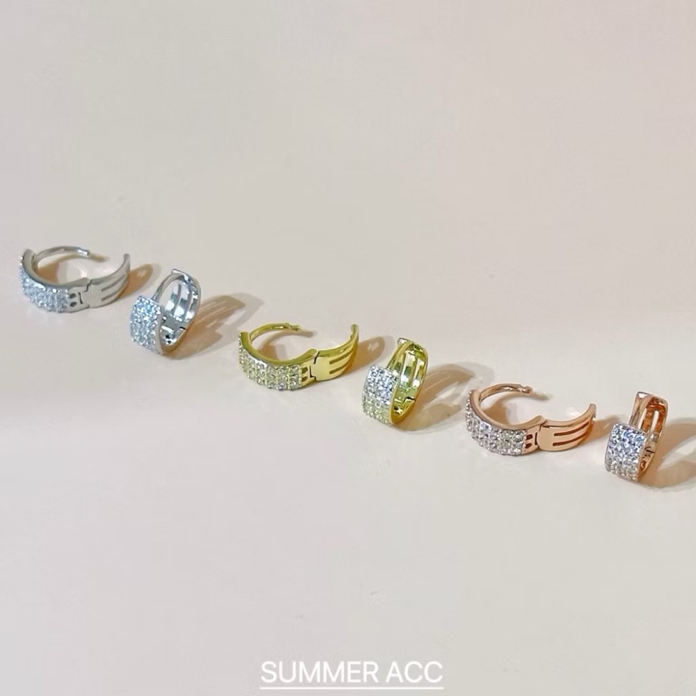 SUMMER韓 銀飾💫［925純銀］輕奢高級感 正韓易扣式 貼耳 極致寛版排鑽耳扣耳環 超閃 純銀耳環 純銀飾品-細節圖9