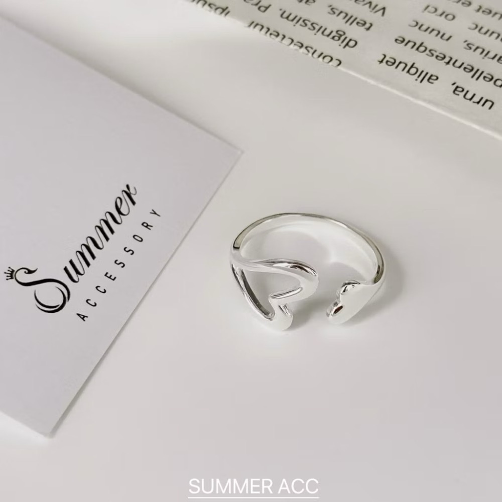 SUMMER 銀飾💫［925純銀］質感心型開口戒 愛心戒指 心形戒 食指戒 純銀戒指 純銀飾品-細節圖7