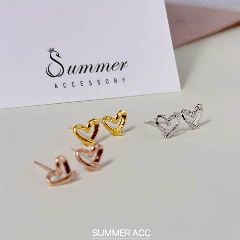 SUMMER 銀飾💫［S925純銀］心語💕 鏤空愛心純銀耳針 純銀耳環 純銀飾品-細節圖3
