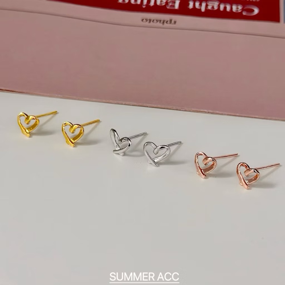 SUMMER 銀飾💫［S925純銀］心語💕 鏤空愛心純銀耳針 純銀耳環 純銀飾品-細節圖9