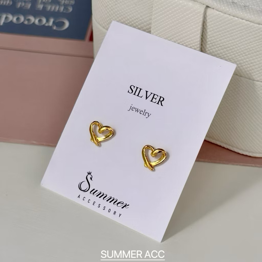 SUMMER 銀飾💫［S925純銀］心語💕 鏤空愛心純銀耳針 純銀耳環 純銀飾品-規格圖9