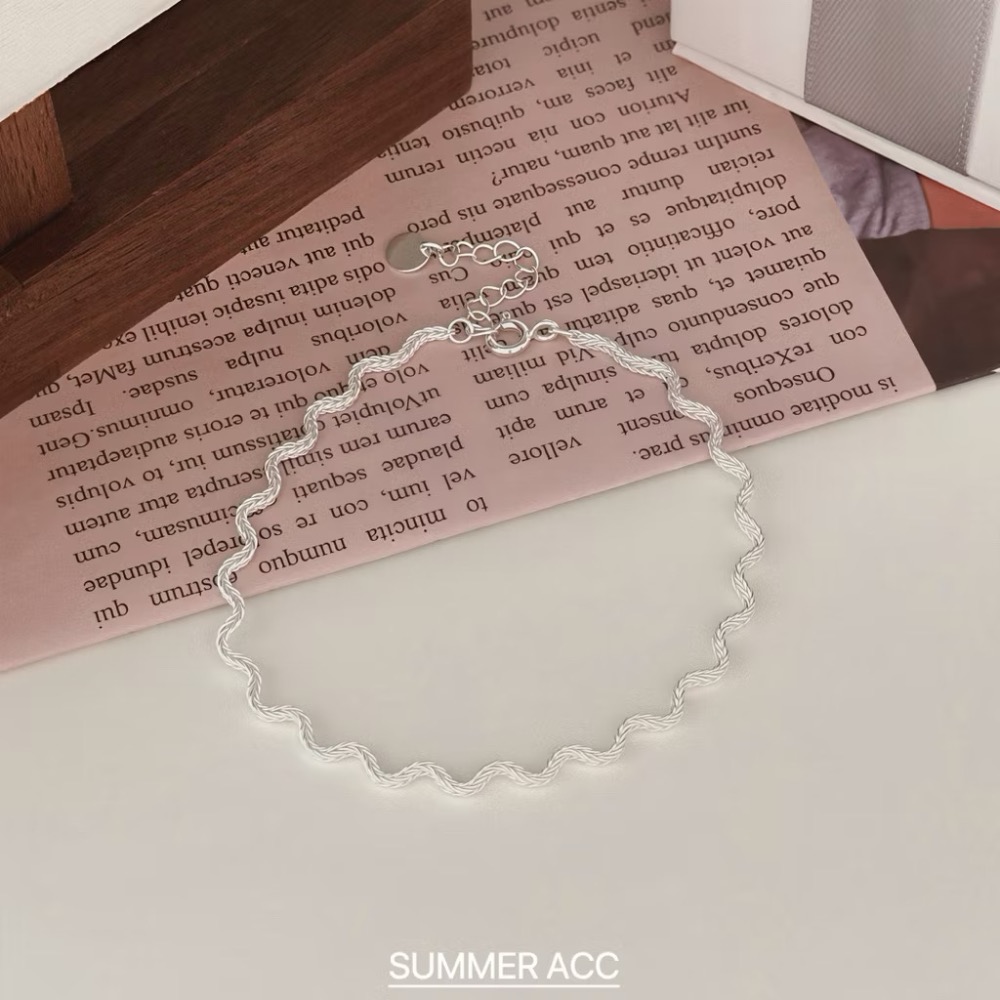 SUMMER 韓 銀飾💫［925純銀］波浪線條純銀手鍊 正韓手鍊 手鐲 手環 純銀飾品-細節圖4