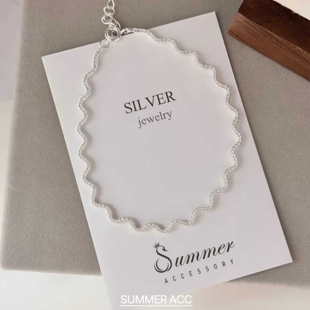 SUMMER 韓 銀飾💫［925純銀］波浪線條純銀手鍊 正韓手鍊 手鐲 手環 純銀飾品-細節圖6