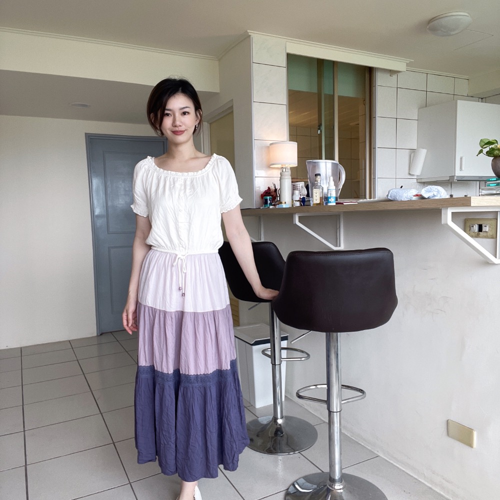 專櫃貴牌DITA 柔美紫色漸層公主袖長洋裝-細節圖2