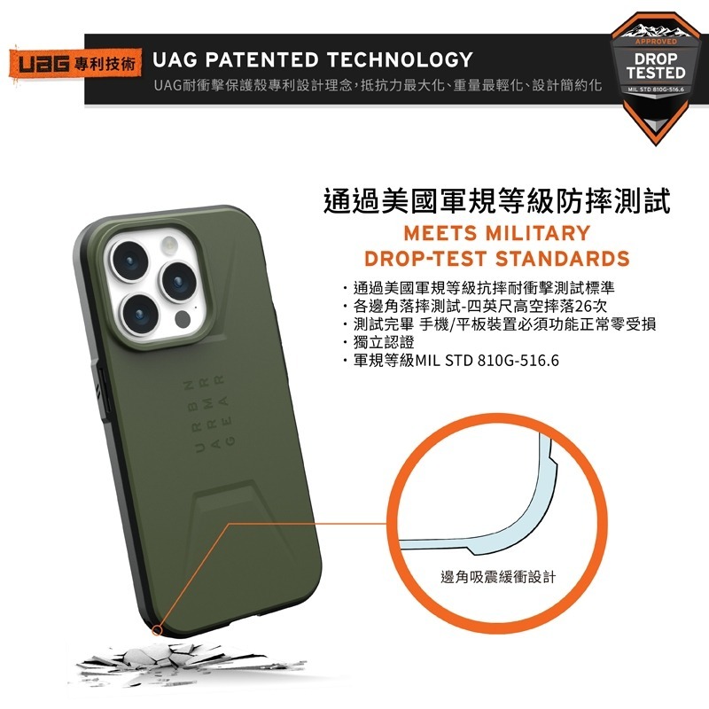 魔力強【UAG MagSafe 簡約版磁吸耐衝擊防摔殼】Apple iPhone 15 Plus 6.7 吋 台灣公司貨-細節圖3