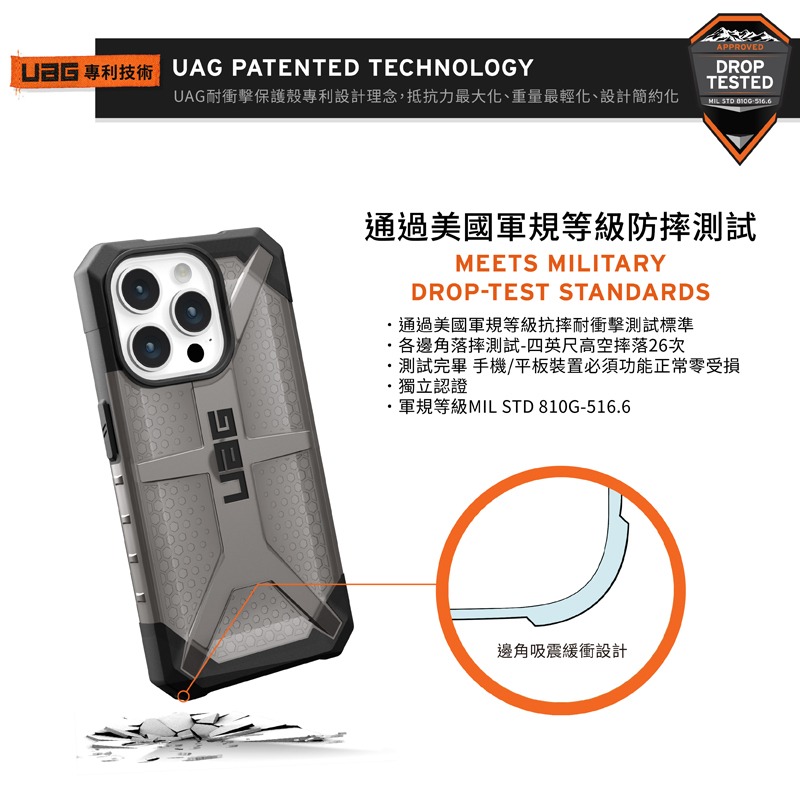魔力強【UAG 透色款 耐衝擊防摔保護殼】Apple iPhone 15 Pro 6.1吋 軍規防摔 台灣威禹公司貨-細節圖3