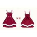 【預購】lolita金禧年年 蝴蝶結蕾絲邊盤扣荷葉邊背帶洋裝/連身裙/連衣裙&小A裙襬背心裙&毛絨領外套 中國風蘿莉塔-規格圖11