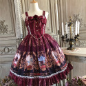 【預購】lolita血色仙杜瑞拉 玫瑰花緞帶蝴蝶結花朵蕾絲花邊荷葉邊珠鍊玻璃舞鞋印花洋裝/連身裙/連衣裙 哥德系蘿莉塔-規格圖11