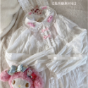 【預購訂做】lolita萬聖糖果派對 兔子貓咪南瓜蛋糕印花蝙蝠翅膀背帶蝴蝶結十字架愛心鏈條蕾絲花邊洋裝&毛絨貓耳斗篷-規格圖11