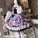 【預購訂做】lolita萬聖糖果派對 兔子貓咪南瓜蛋糕印花蝙蝠翅膀背帶蝴蝶結十字架愛心鏈條蕾絲花邊洋裝&毛絨貓耳斗篷-規格圖11