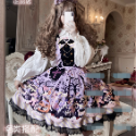 【預購訂做】lolita萬聖糖果派對 兔子貓咪南瓜蛋糕印花蝙蝠翅膀背帶蝴蝶結十字架愛心鏈條蕾絲花邊洋裝&毛絨貓耳斗篷-規格圖11