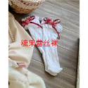 【預購】lolita小紅帽的野餐 小熊點心草莓印花格紋荷葉邊緞帶蕾絲邊羊腿袖長袖洋裝/連身裙/連衣裙 日系軟妹 蘿莉塔-規格圖11