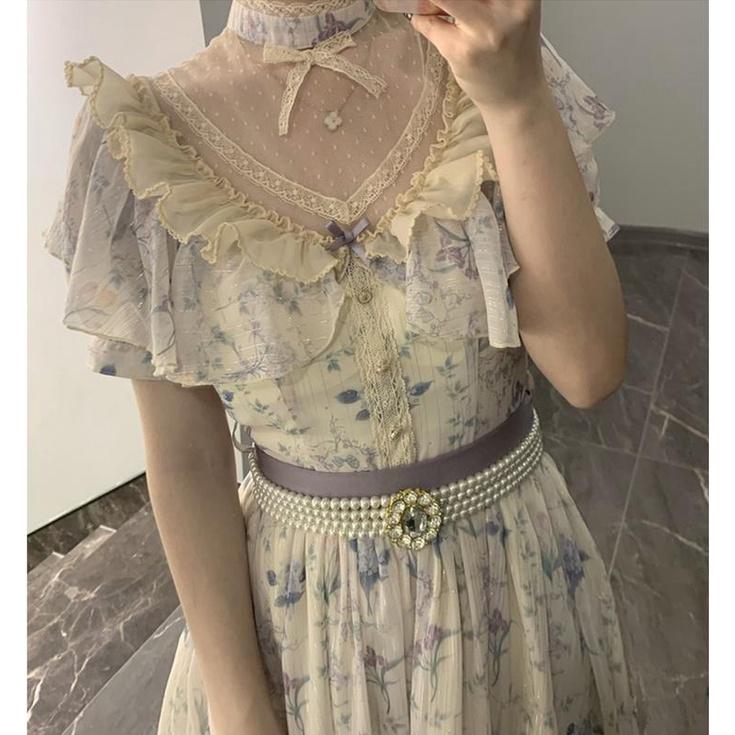 {腰帶}【預購】lolita花園下午茶  仿鑽石水鑽珍珠珠鍊腰帶/洋裝搭配腰帶/寶石珠鏈腰帶/配件 古典甜美蘿莉塔-細節圖5