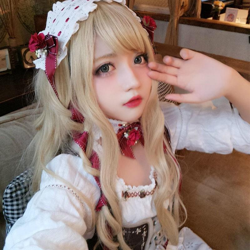 【預購】Lolita軟妹原宿假髮女長卷髮大波浪禦姐蘿莉可愛微卷cos金色假毛-細節圖6