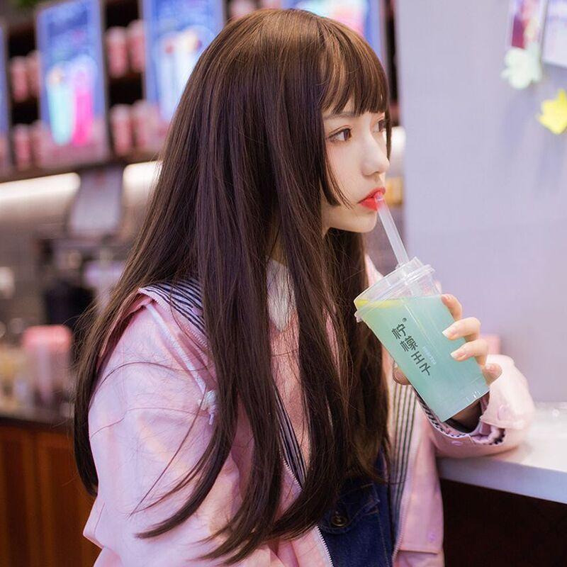 【預購】日本公主頭長直髮鬢角假髮/cos假髮/姬式瀏海水母姬網紅假髮/日常假髮 lolita偽娘公主切全頭模式-細節圖9