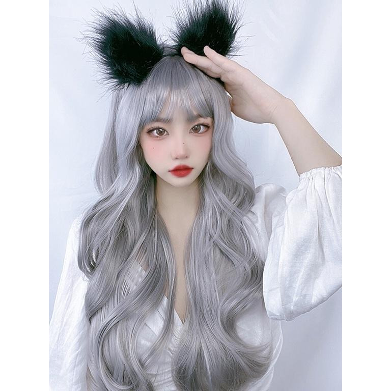 【預購】網紅可愛粉色假髮女長卷髮大波浪空氣劉海圓臉少女自然日系lolita-細節圖7