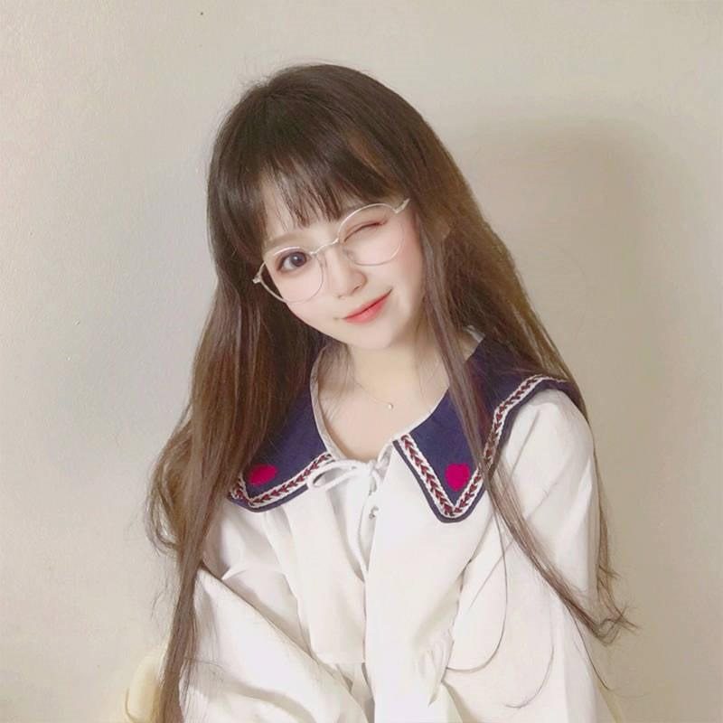 【預購】黑色網紅可愛長直發假髮女空氣劉海長髮及腰Lolita長卷髮全頭模式-細節圖6