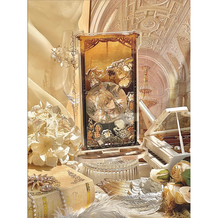 【預購】浮生若夢 古風系列卷軸潑墨畫造型搖搖樂壓克力立牌/扇子祥雲梅花粒子收納立牌/壓克力立牌背景/多色背景立牌-細節圖2