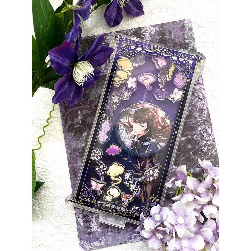 【預購】浮生若夢 古風系列卷軸潑墨畫造型搖搖樂壓克力立牌/扇子祥雲梅花粒子收納立牌/壓克力立牌背景/多色背景立牌-細節圖4