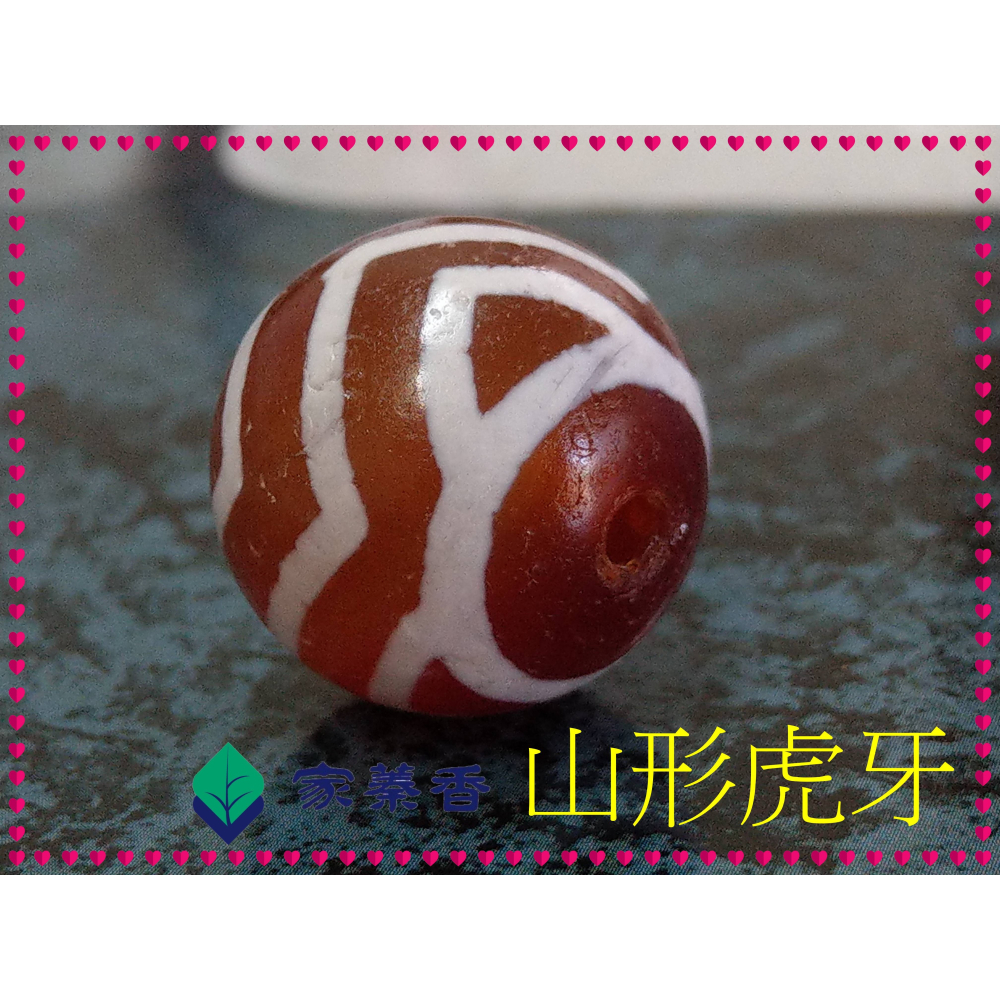 【家蓁香】西藏紅肉老礦 『山形虎牙』藏傳達洛珠天珠 魚鱗紋路清晰 品相完美自然風化 單珠配飾 多寶手串配珠-細節圖4