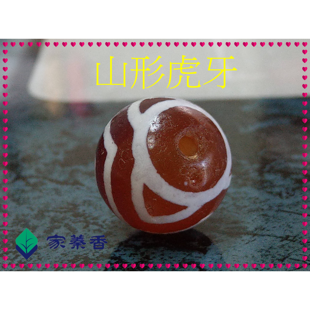 【家蓁香】西藏紅肉老礦 『山形虎牙』藏傳達洛珠天珠 魚鱗紋路清晰 品相完美自然風化 單珠配飾 多寶手串配珠-細節圖6