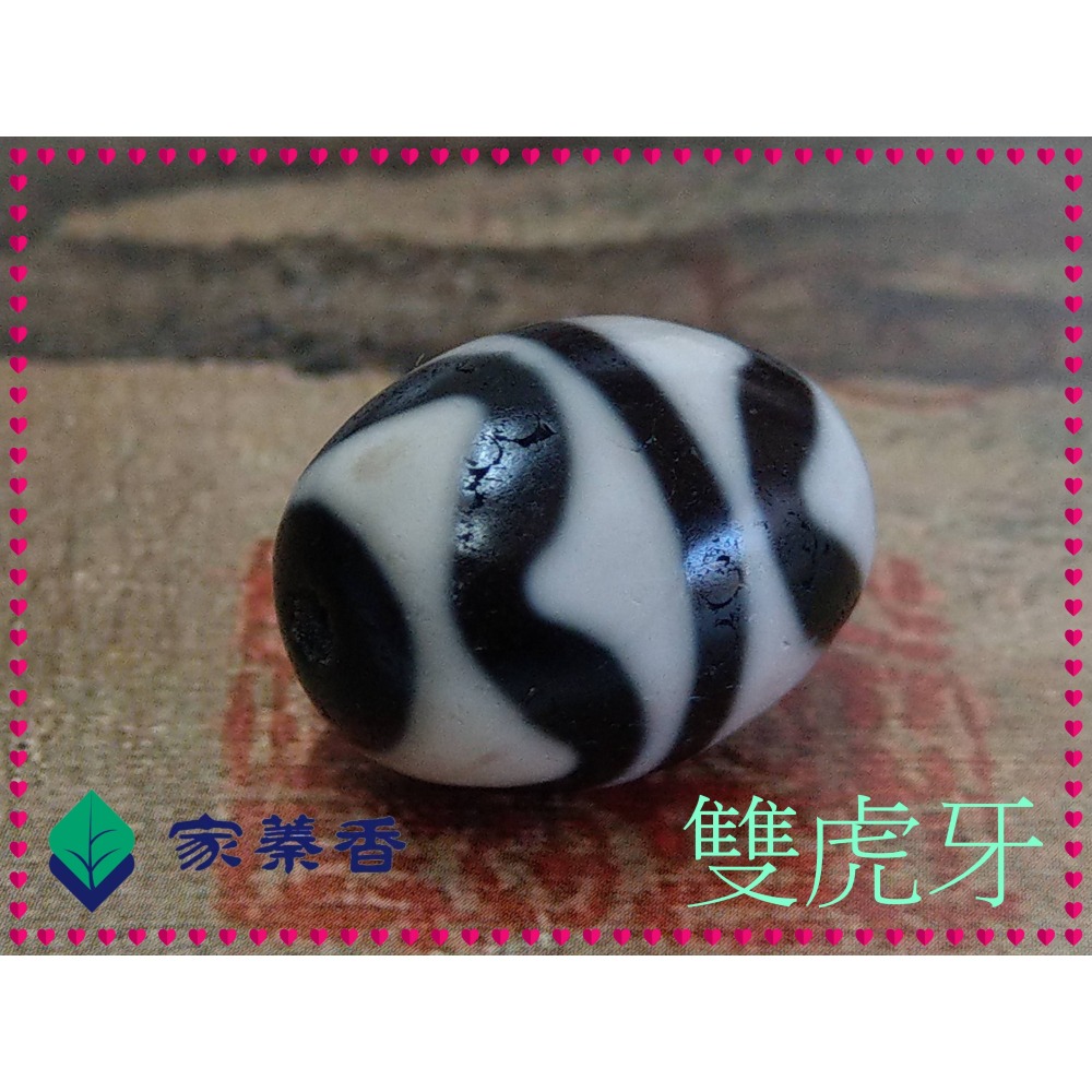 【家蓁香】 西藏至純 老礦 『雙虎牙』達洛珠天珠 風化紋路清晰 工藝品相完美自然風化 包漿油潤 單珠配飾-細節圖2