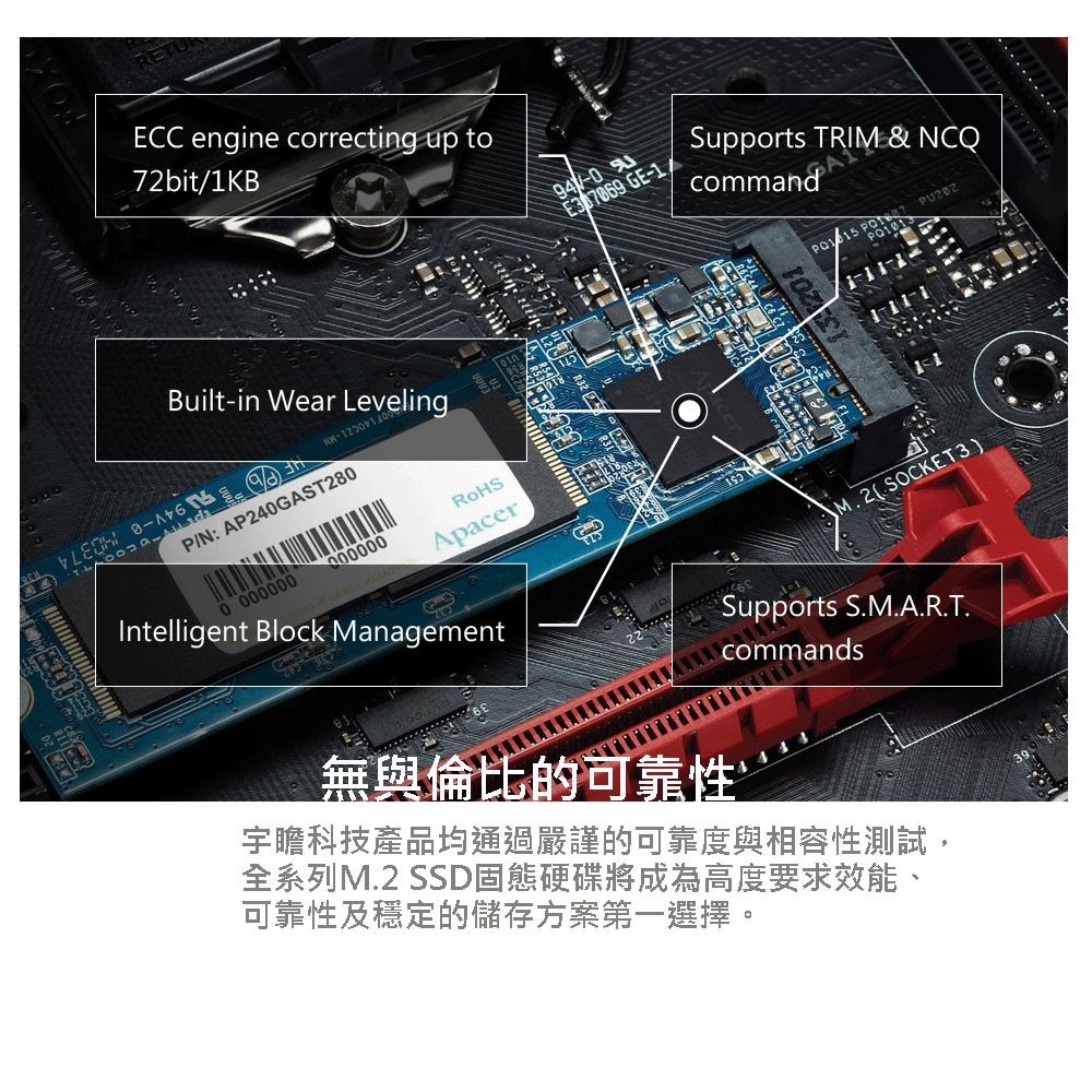 宇瞻(Apacer) AST280 M.2 SATA III SSD 固態硬碟 240G 480G-細節圖3