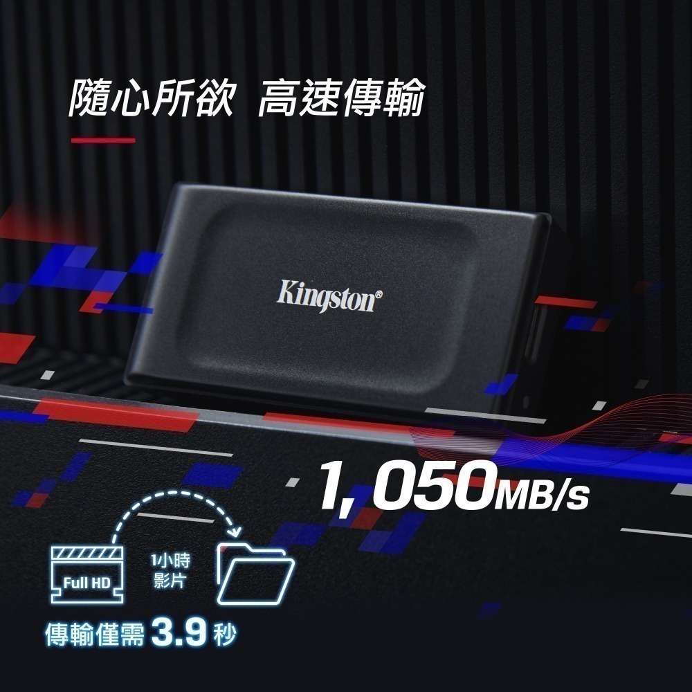 金士頓 XS1000系列 2TB TypeC to TypeA 外接式固態硬碟 SSD 黑色 (五年保固)-細節圖5