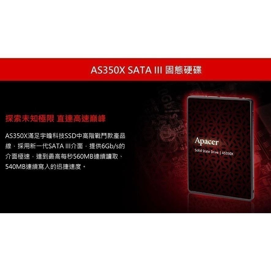 宇瞻 Apacer AS350X 系列 2.5吋 SATA III介面 固態硬碟 SSD 512GB 1TB-細節圖3