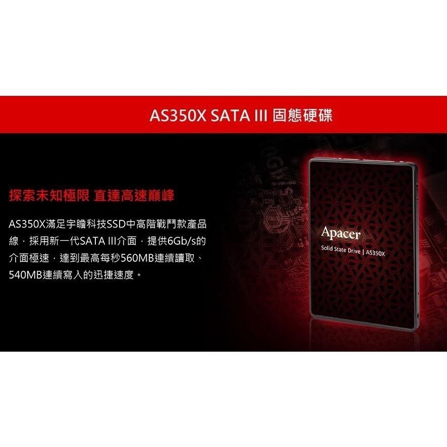 宇瞻(Apacer) AS350X 系列 2.5吋 固態硬碟 SSD 128GB 256GB 512GB-細節圖3