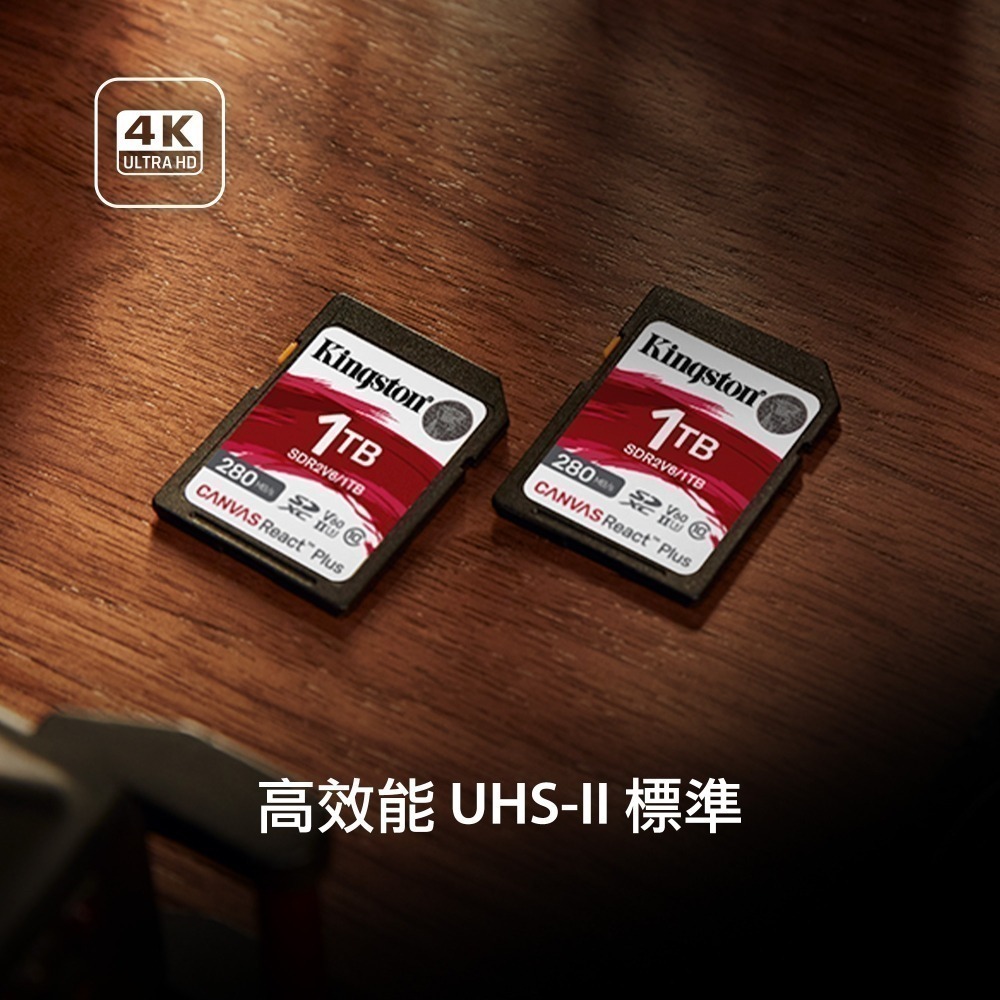 金士頓 Canvas React Plus 512GB SD 記憶卡 UHS-II 4K U3 V60 SDR2V6-細節圖3