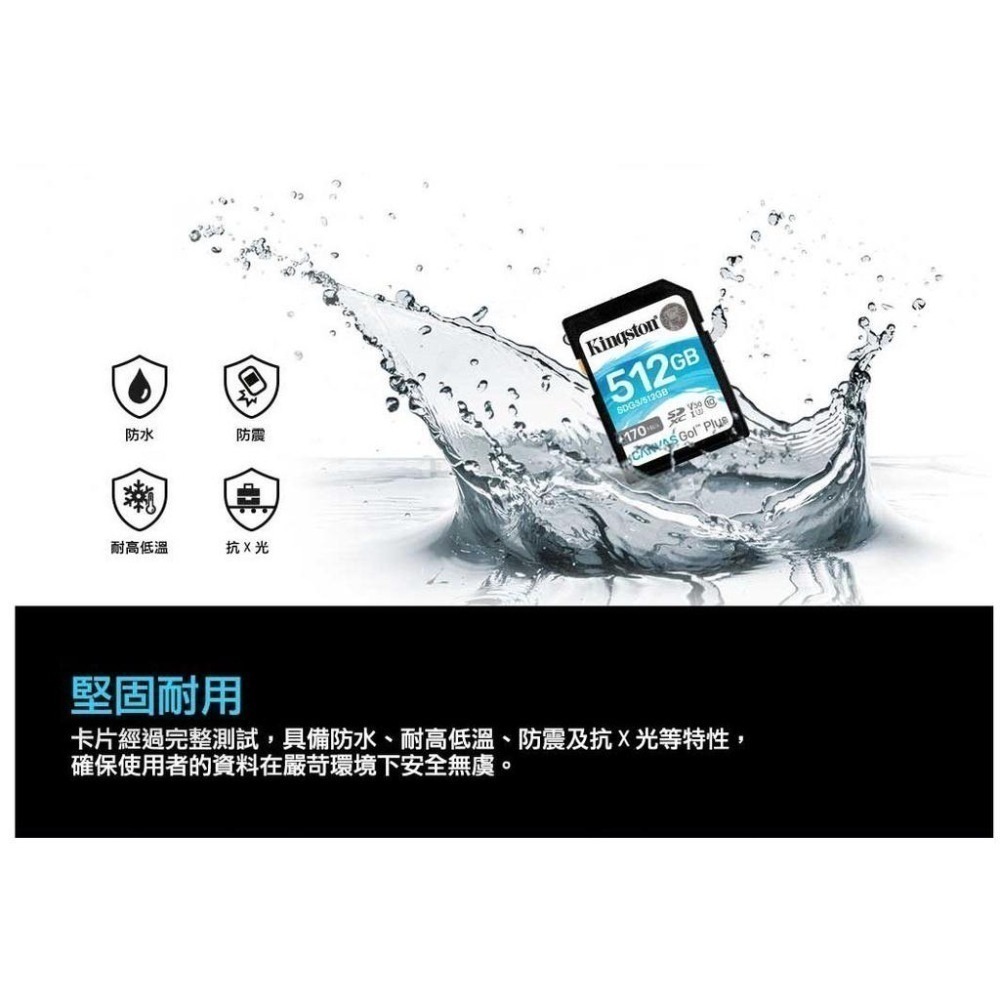金士頓 Canvas Go!Plus V30 SD 記憶卡 UHS-I U3 SDG3 512GB 1TB-細節圖5