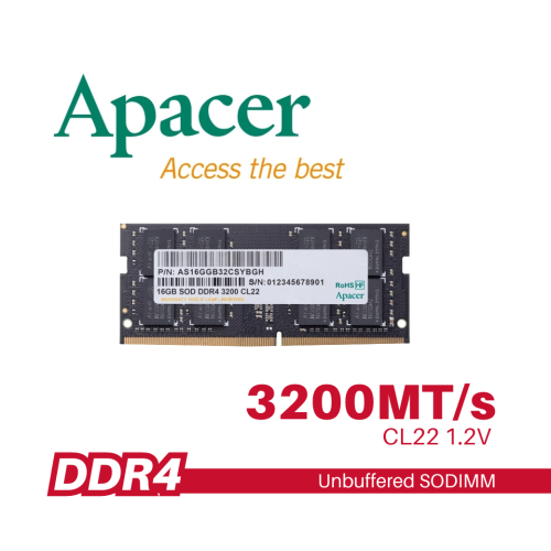 Apacer 宇瞻16GB 32GB DDR4 3200 CL22 1.2V 筆記型記憶體- UrStorage