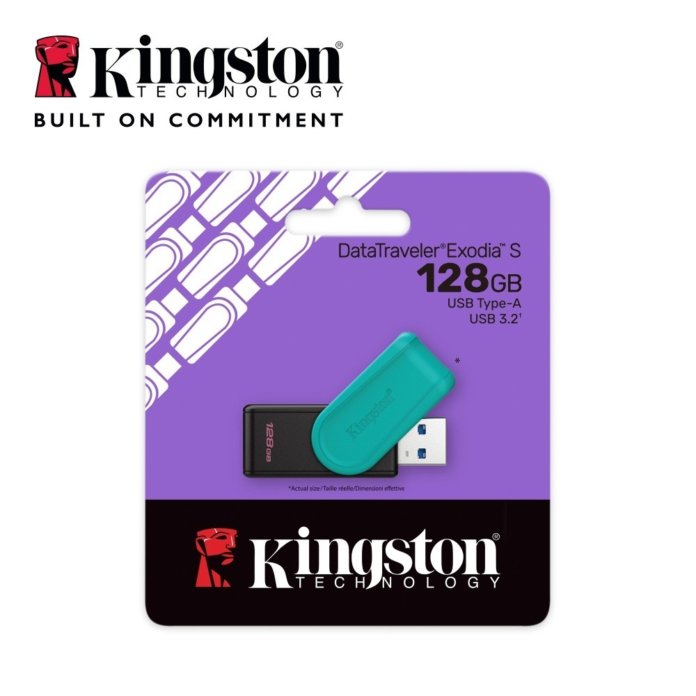 金士頓 DataTraveler Exodia S 128GB USB 3.2 隨身碟 DTXS 旋轉蓋帽 藍綠色-細節圖2