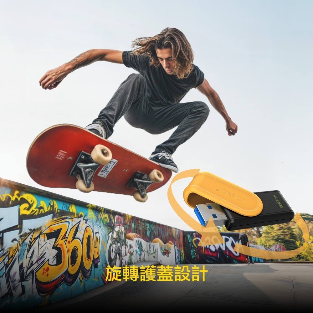 金士頓 DataTraveler Exodia S 128GB USB 3.2 隨身碟 DTXS 旋轉蓋帽 藍綠色-細節圖4