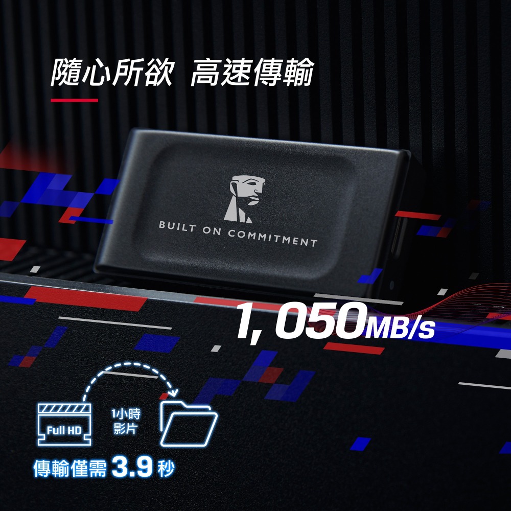 金士頓 XS1000系列 1TB TypeC to TypeA 外接式固態硬碟 黑色 SXS1000 時尚輕巧-細節圖4