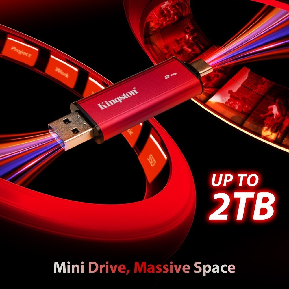 金士頓 Dual 1TB Type-A 和 Type-C 雙介面行動固態硬碟 SSD 精巧耐用金屬設計 SPSD-細節圖3