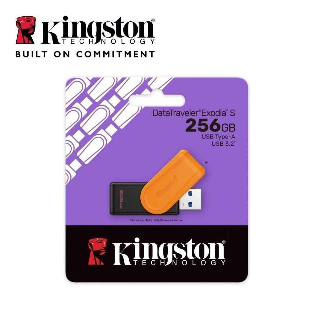 金士頓 DataTraveler Exodia S 256GB USB 3.2 隨身碟 DTXS 旋轉蓋帽 橘色-細節圖2