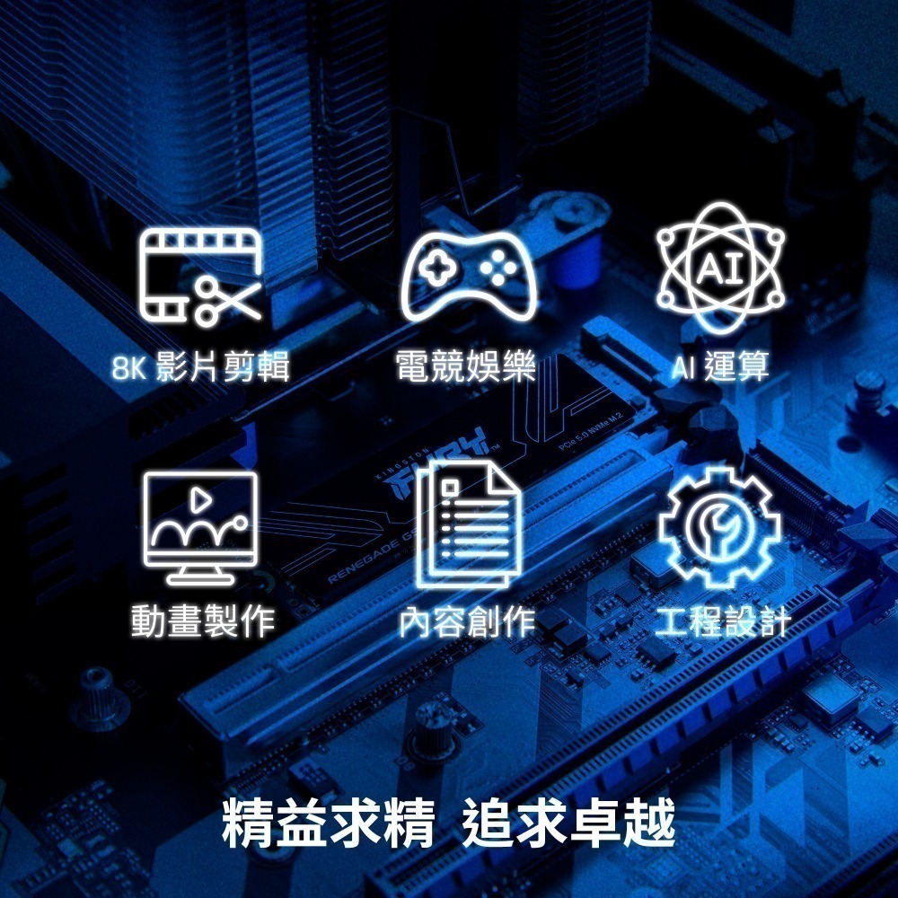 金士頓 Kingston FURY Renegade G5 1TB PCIe5.0 M.2 2280 單面 SSD-細節圖2